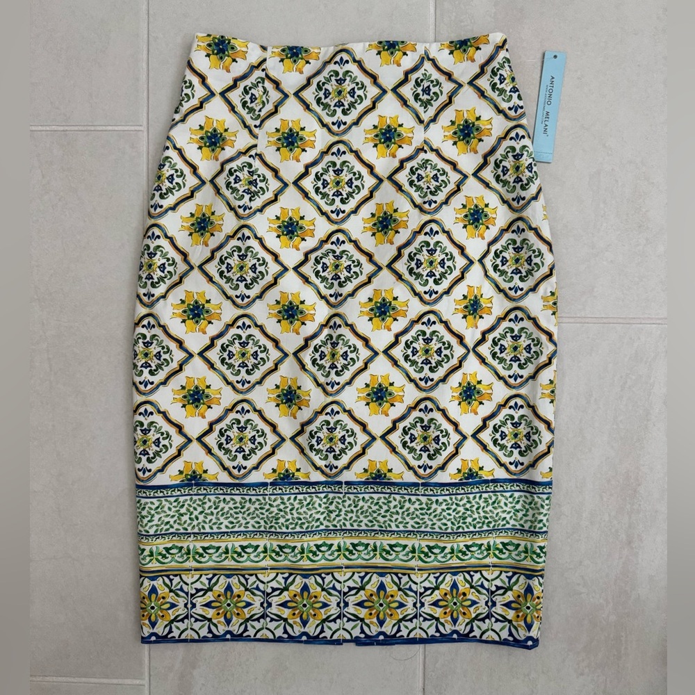 Antonio Melani. Mediterranean /Mosaic Style Pencil Skirt - Size 2. NWT - Picture 9 of 12